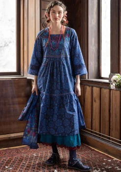 Gudrun Sjödén Vävd klänning "Kamelia" i ekologisk bomull/siden Indigoblå Hot