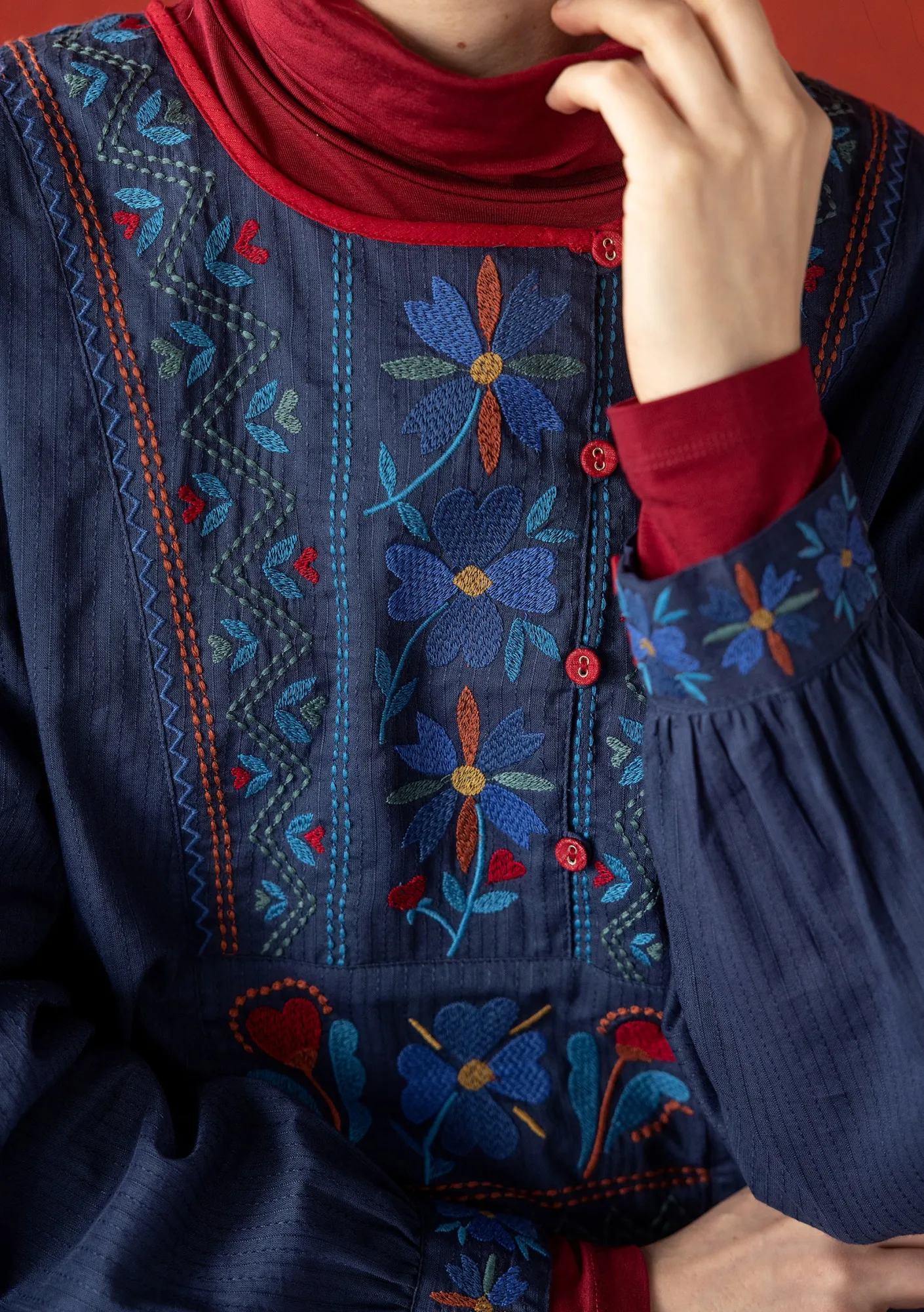 Gudrun Sjödén Vävd tunika "Wanja" i ekologisk bomull Indigo Sale